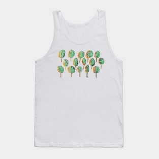 Cross Stitch Trees - marsala background Tank Top